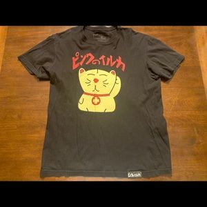 Pink Dolphins Black Kitten Shirt Size Medium